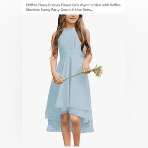 Galawaqe girls Light Blue Sleeveless A-Line Dress.